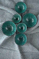 A set of six Green & Black Bowls - Safi