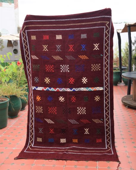 Beautiful Maroon Cactus Silk (Sabra) Rug