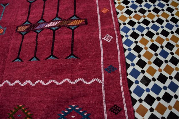 Beautiful Maroon Cactus Silk (Sabra) Rug