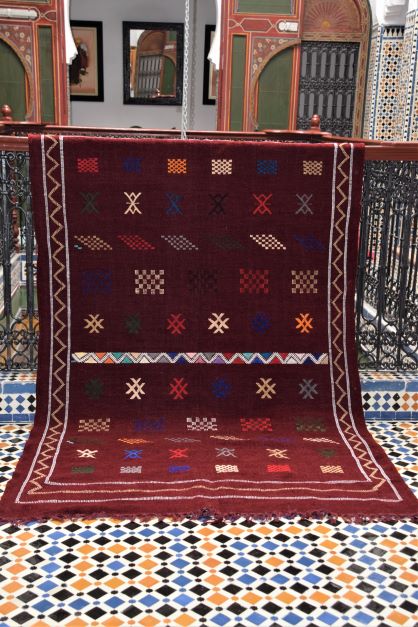 Beautiful Maroon Cactus Silk (Sabra) Rug