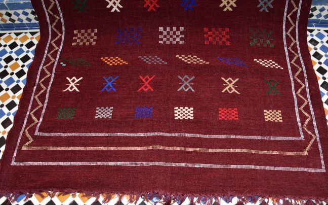 Beautiful Maroon Cactus Silk (Sabra) Rug