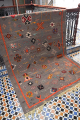 Multi-colour Taznakht rug with Amazigh symbols