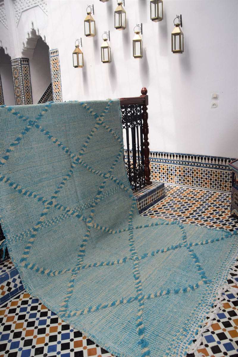 Zanafi Flat Weave in Turquoise-Blue