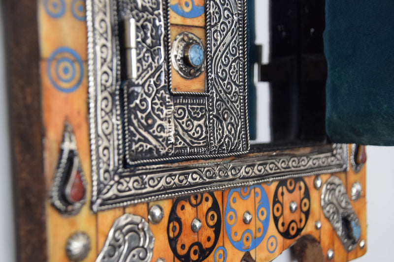 Beautiful Henna, Bone, and Brass Mirror