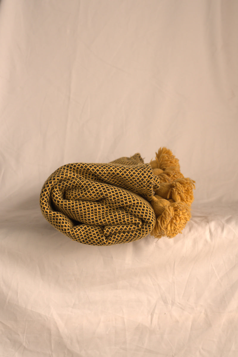 Mustard and Black Cotton Blanket