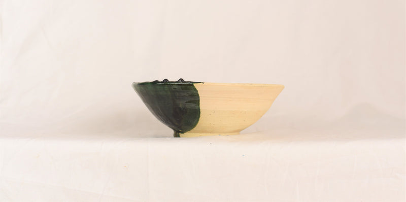 A green half dipped Tamegrout Plate and Bowl