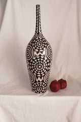 Black, White and Red Naive Art Vase