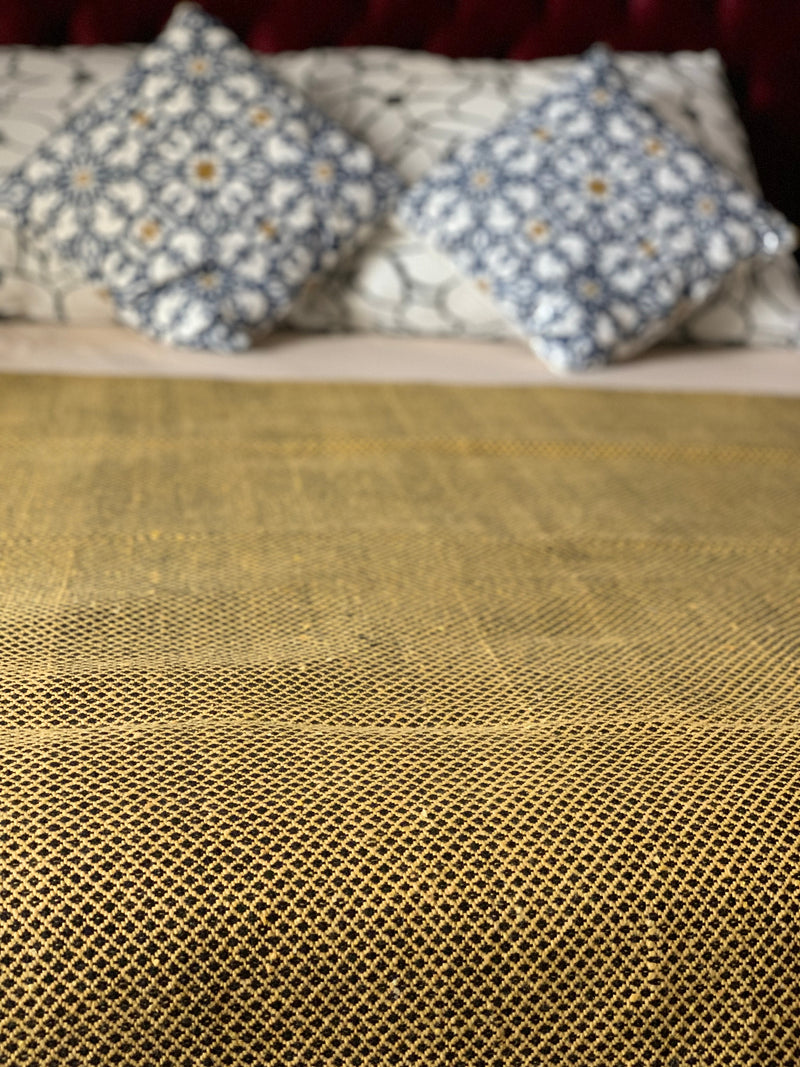 Mustard and Black Cotton Blanket