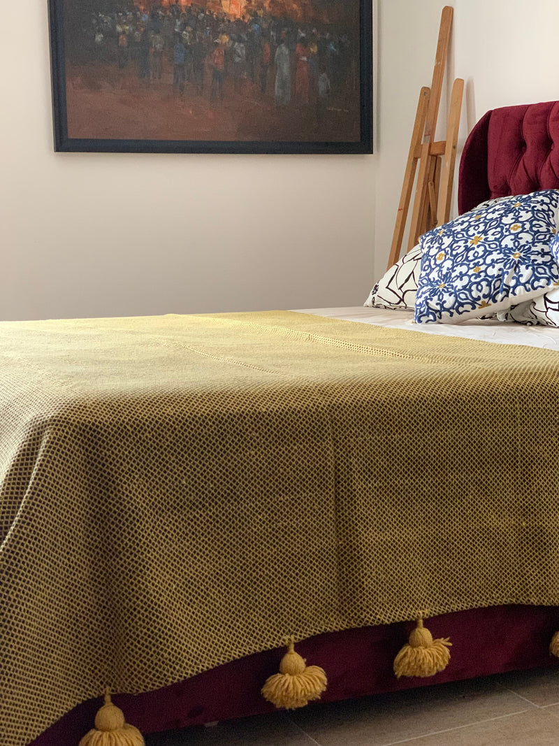 Mustard and Black Cotton Blanket