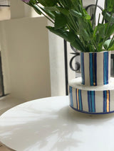 White and Gold Barrel Vase