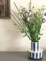 White and Gold Barrel Vase