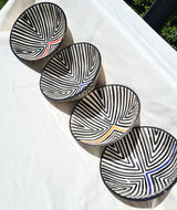 A set of for Black and White Bowls with coloured accents - Safi